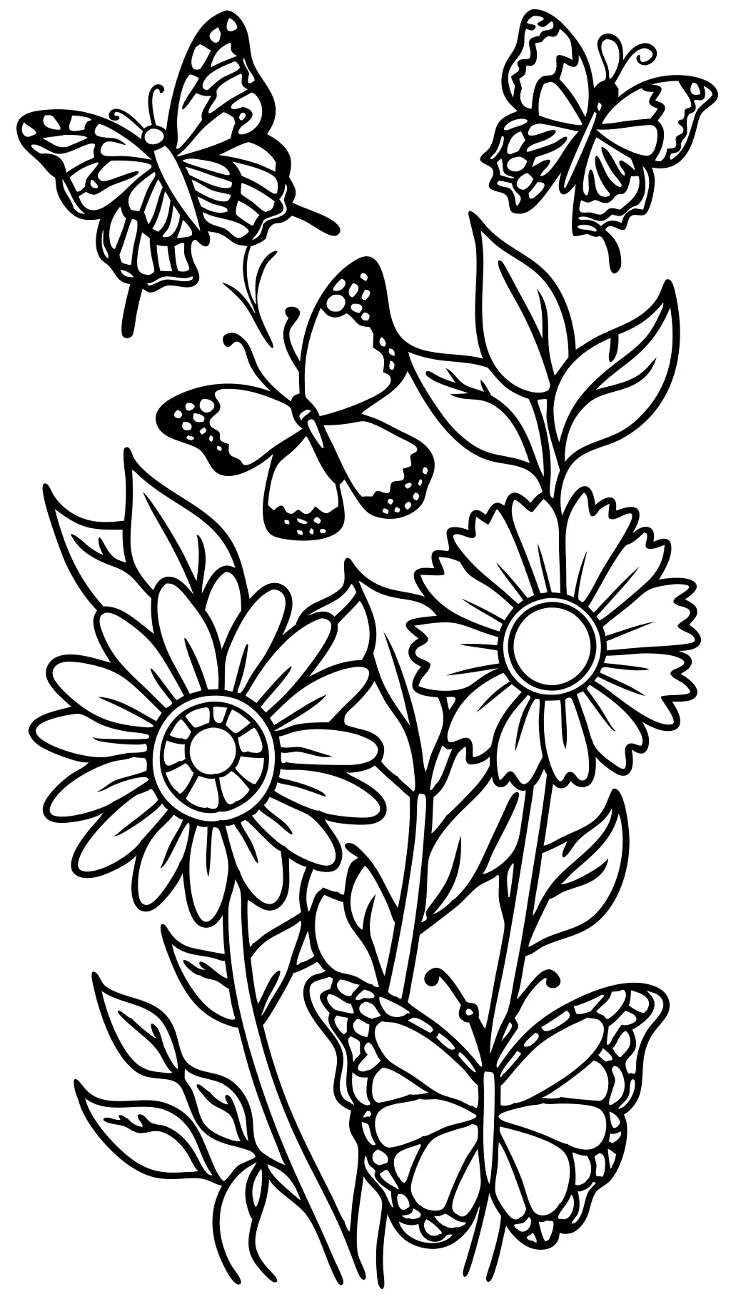 coloring pages of flowers and butterflies